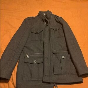 Men's Dark Gray Wool Military Style Jacket INC International Concepts